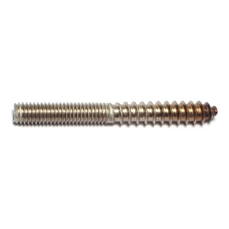 MIDWEST FASTENER Hanger Bolt, 3/8 in Thread to 3/8"-16 Thread, 3 1/2 in, 18-8 Stainless Steel, Plain Finish, 6 PK 71125